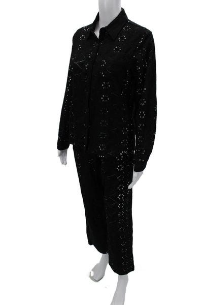 Muze Unisex 2 Piece Bohemian Floral Long Sleeve Suit Jacket Pants Black Size XS