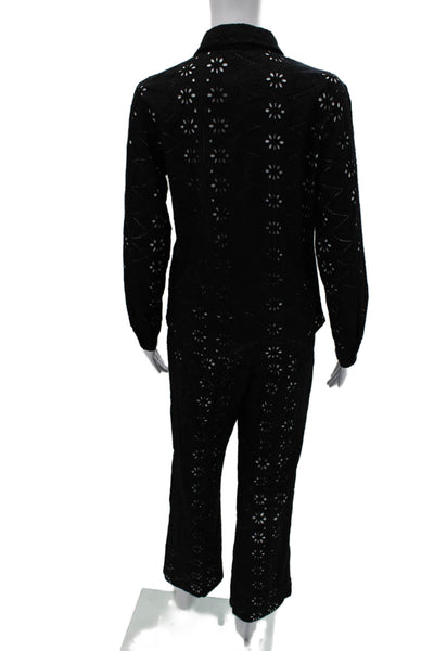 Muze Unisex 2 Piece Bohemian Floral Long Sleeve Suit Jacket Pants Black Size XS