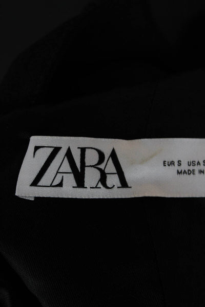 Zara Women Black V-Neck Button Polyester Vest Classic Fall Size S