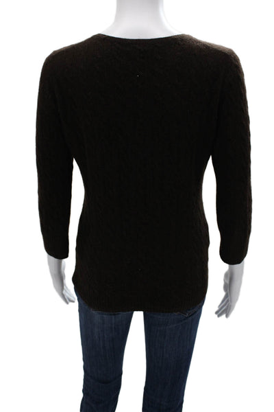 J Crew Unisex Brown 100% Cashmere Crew Neck Pullover Sweater 3/4 Sleeve Size S