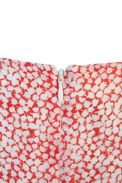Club Monaco Women A-Line Mini Skirt Red Floral Poly Silk Blend Size 2