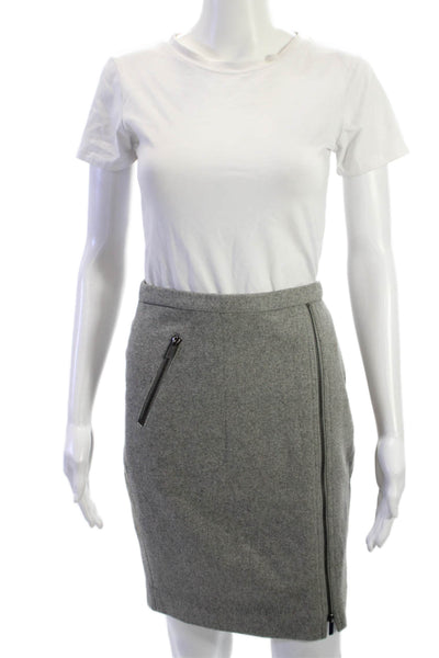 J Crew Women Gray Straight Pencil Skirt Wool Viscose Blend Size 00