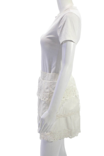 J Crew Women Peasant Mini Skirt White 100% Cotton Size 0
