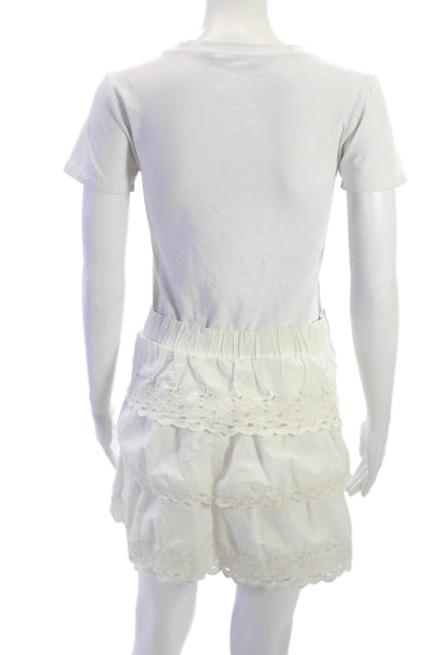 J Crew Women Peasant Mini Skirt White 100% Cotton Size 0