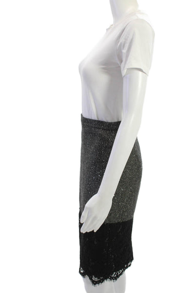 J Crew Womens Straight Pencil Skirt Black Herringbone Wool Blend Petite Size 00