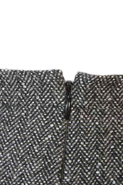 J Crew Womens Straight Pencil Skirt Black Herringbone Wool Blend Petite Size 00