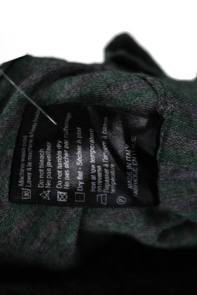 Saks Fifth Avenue Mens Striped Polo Shirt Grey Green Cotton Size Large