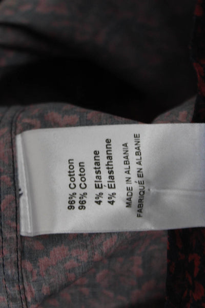 Saks Fifth Avenue Mens Floral Print Button Down Shirt Navy Blue Red Size Large
