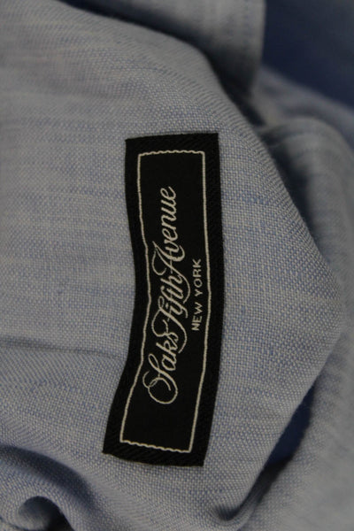 Saks Fifth Avenue Mens Linen Blend Button Down Shirt Blue Size 16