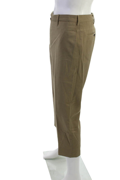 PT01 Mens Cropped Ankle Dress Pants Brown Button Closure Size 38