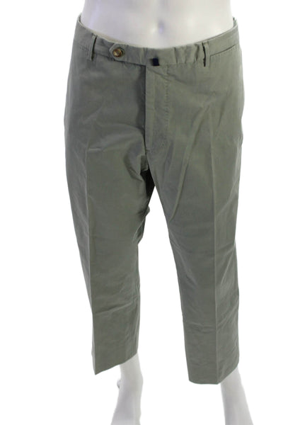 Incotex Men Gray Chinos Button Closure Cotton Blend Size 40