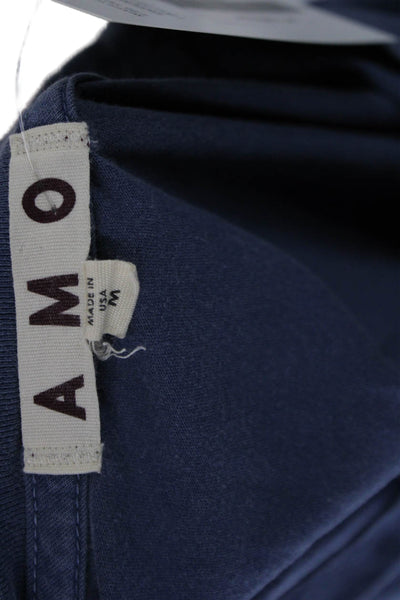 Amo Women Cropped Cotton Tee Blue Short Sleeve Crewneck 90s Size M