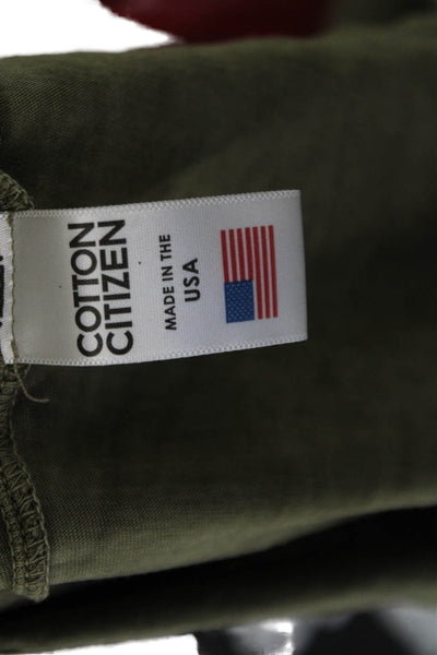 Cotton Citizen Women Solid Crew Neck Long Sleeve Army Green T-Shirt Size XS