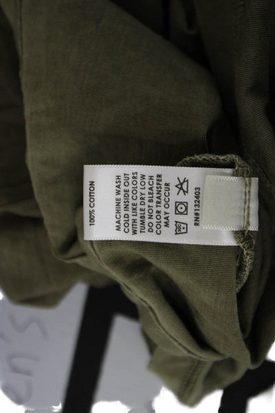 Cotton Citizen Women Solid Crew Neck Long Sleeve Army Green T-Shirt Size XS
