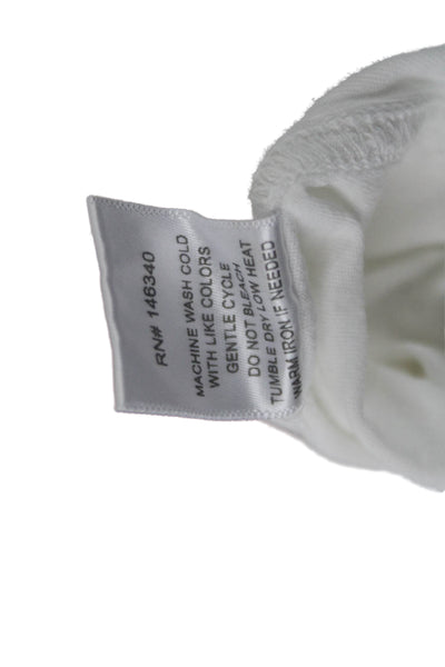 Amo Women Basic White Cotton Round Neck Long Sleeve T-Shirt Size S