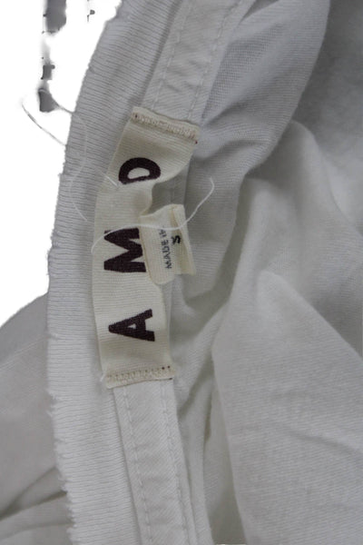 Amo Women Basic White Cotton Round Neck Long Sleeve T-Shirt Size S
