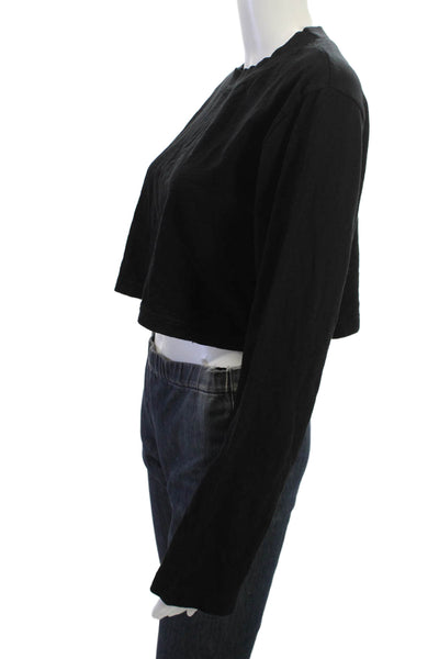 Cotton Citizen Women Black Cropped T-Shirt Long Sleeve Size M