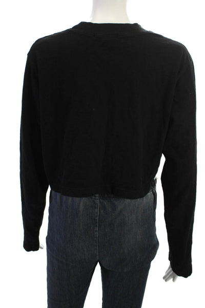 Cotton Citizen Women Black Cropped T-Shirt Long Sleeve Size M