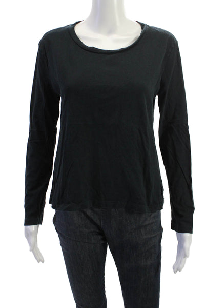 Amo Womens Basic Black Long Sleeve T Shirt 100% Cotton Size S