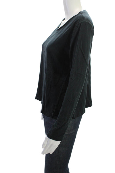 Amo Womens Basic Black Long Sleeve T Shirt 100% Cotton Size S