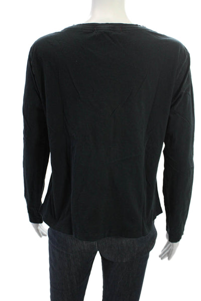 Amo Womens Basic Black Long Sleeve T Shirt 100% Cotton Size S
