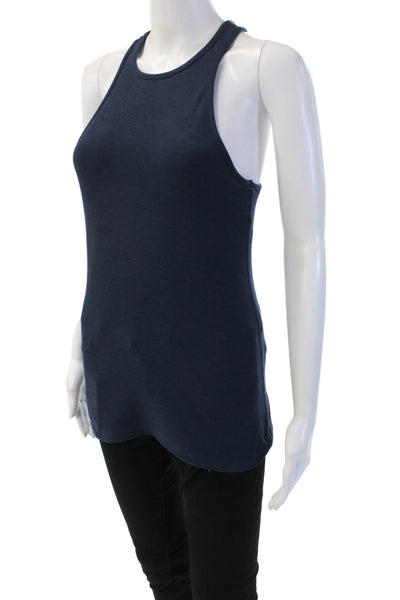 Beyond Yoga Womens Dark Blue High Neck Sleeveless Basic Tank Nylon Blend Size M