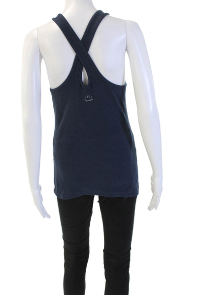 Beyond Yoga Womens Dark Blue High Neck Sleeveless Basic Tank Nylon Blend Size M