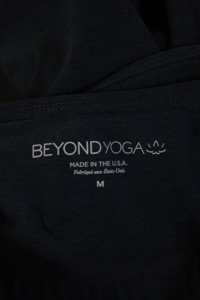 Beyond Yoga Womens Dark Blue High Neck Sleeveless Basic Tank Nylon Blend Size M
