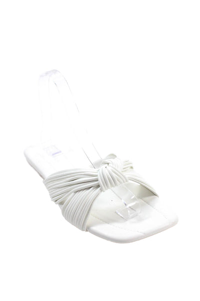 Marc Fisher Womens Faux Leather Knotted Strap Slide Sandals White Size 8
