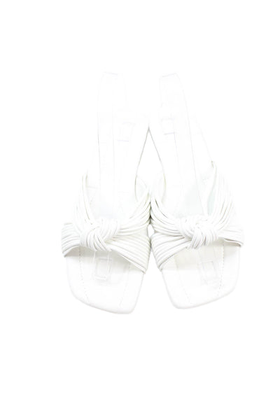 Marc Fisher Womens Faux Leather Knotted Strap Slide Sandals White Size 8