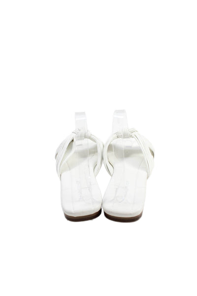 Marc Fisher Womens Faux Leather Knotted Strap Slide Sandals White Size 8