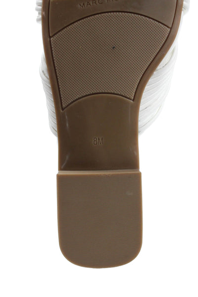 Marc Fisher Womens Faux Leather Knotted Strap Slide Sandals White Size 8