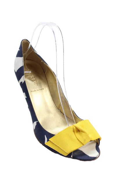 J Crew Womens Open Toe Bow Accent High Heels Blue Size 9