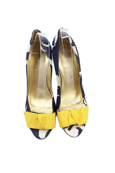 J Crew Womens Open Toe Bow Accent High Heels Blue Size 9