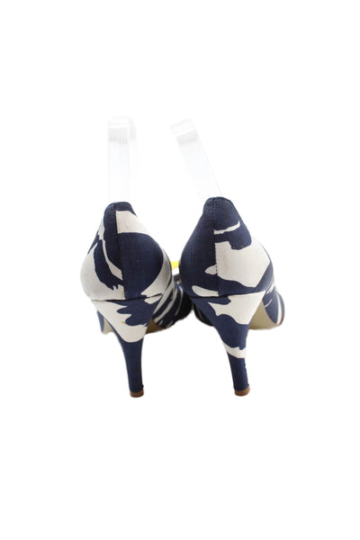 J Crew Womens Open Toe Bow Accent High Heels Blue Size 9