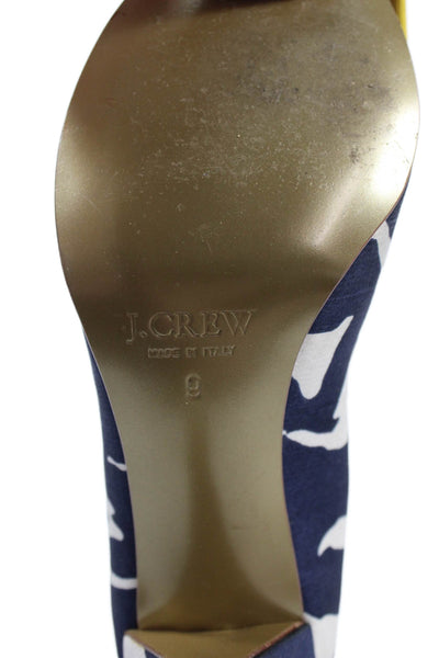 J Crew Womens Open Toe Bow Accent High Heels Blue Size 9