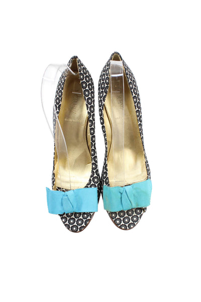 J Crew Womens Bow Accent Open Toe Heels Black Size 9