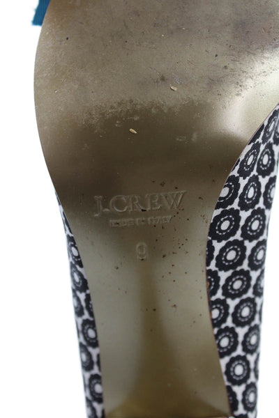 J Crew Womens Bow Accent Open Toe Heels Black Size 9