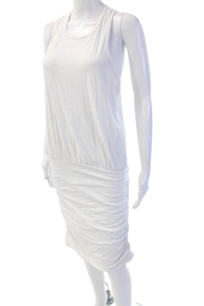 Sundry Women Tank Dress White Short Round Neck Cotton Spandex Beach Size 2