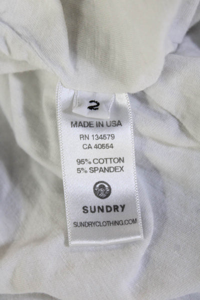 Sundry Women Tank Dress White Short Round Neck Cotton Spandex Beach Size 2