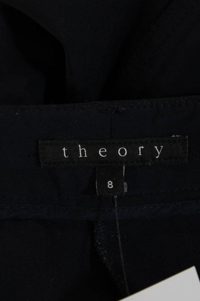 Theory Womens Ankle Dress Pants Dark Blue Nylon Elastane Inseam 30 Size 8