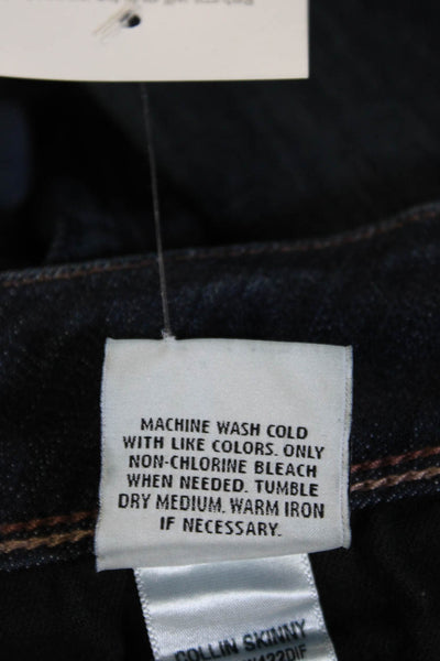 Hudson Women Skinny Low Rise Jeans Dark Blue Button Closure Size 28