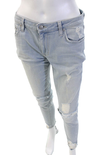 Lovers + Friends Women Skinny Jeans Light Blue Low Rise Button Size 28