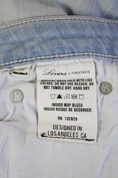 Lovers + Friends Women Skinny Jeans Light Blue Low Rise Button Size 28