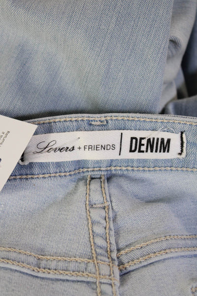 Lovers + Friends Women Skinny Jeans Light Blue Low Rise Button Size 28