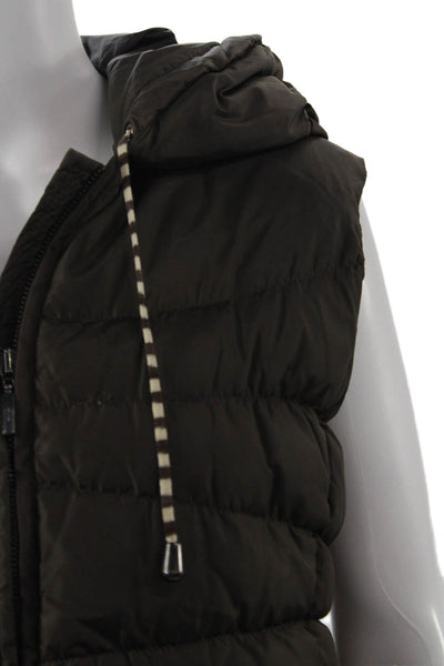 Missoni Womens Quilted Puffer Vest Brown High Neck Drawstring Size 4