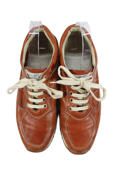 Hogan Womens Leather Lace Up Athletic Sneakers Brown Size 7.5
