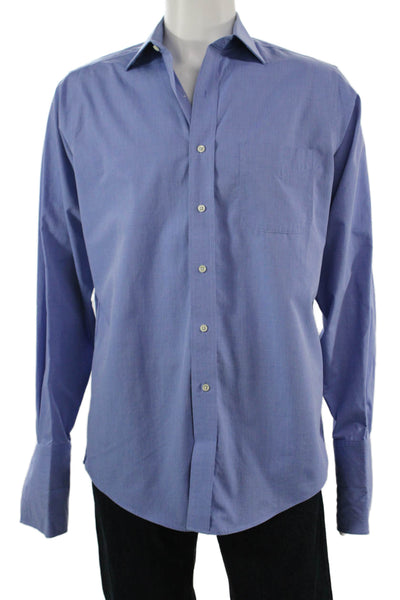 Brooks Brothers Mens Blue Cotton Point Spread Collar Dress Shirt Size 15