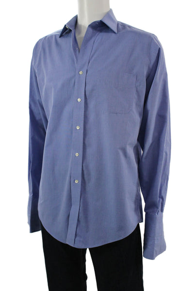 Brooks Brothers Mens Blue Cotton Point Spread Collar Dress Shirt Size 15