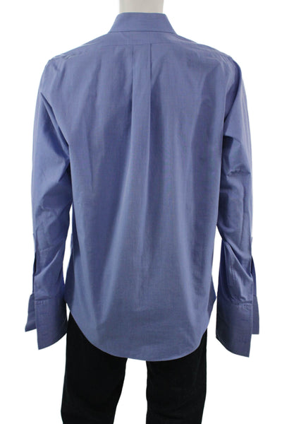 Brooks Brothers Mens Blue Cotton Point Spread Collar Dress Shirt Size 15